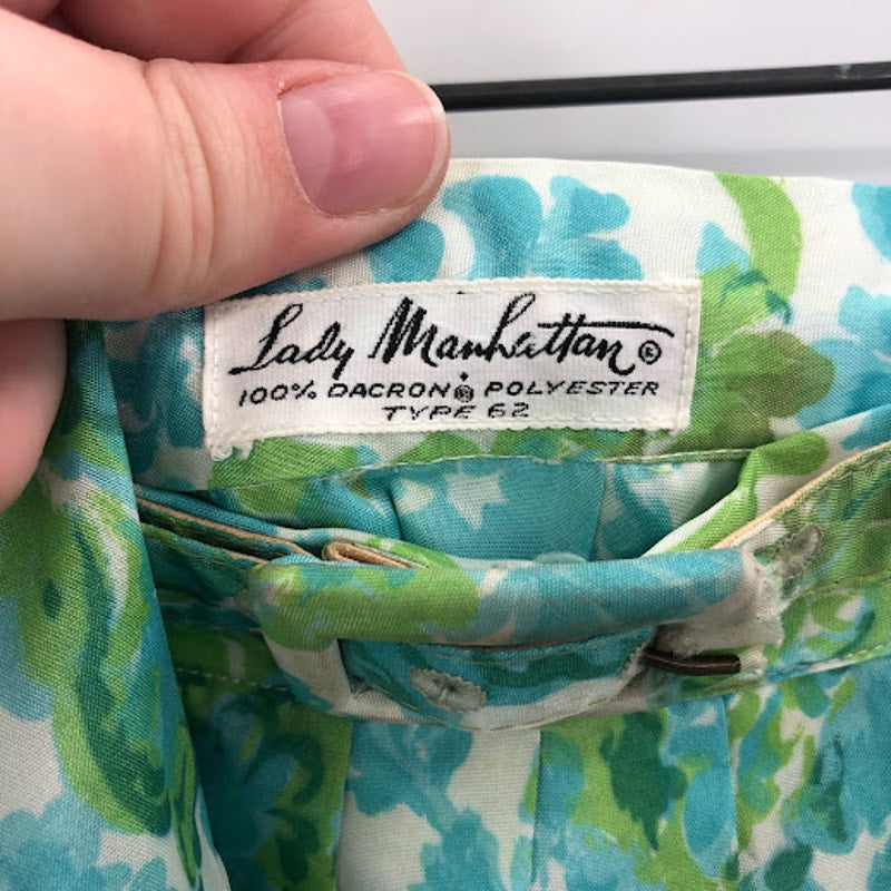 VTG lady manhattan set Small/Medium 1950 Silky Polyester Skirt Long Sleeve Shirt