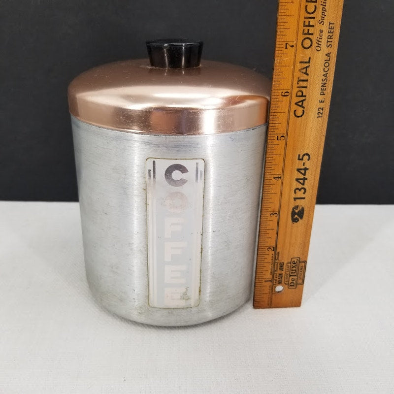Vintage Maid of Honor silver metal copper top Canister Set Flour Sugar Coffee