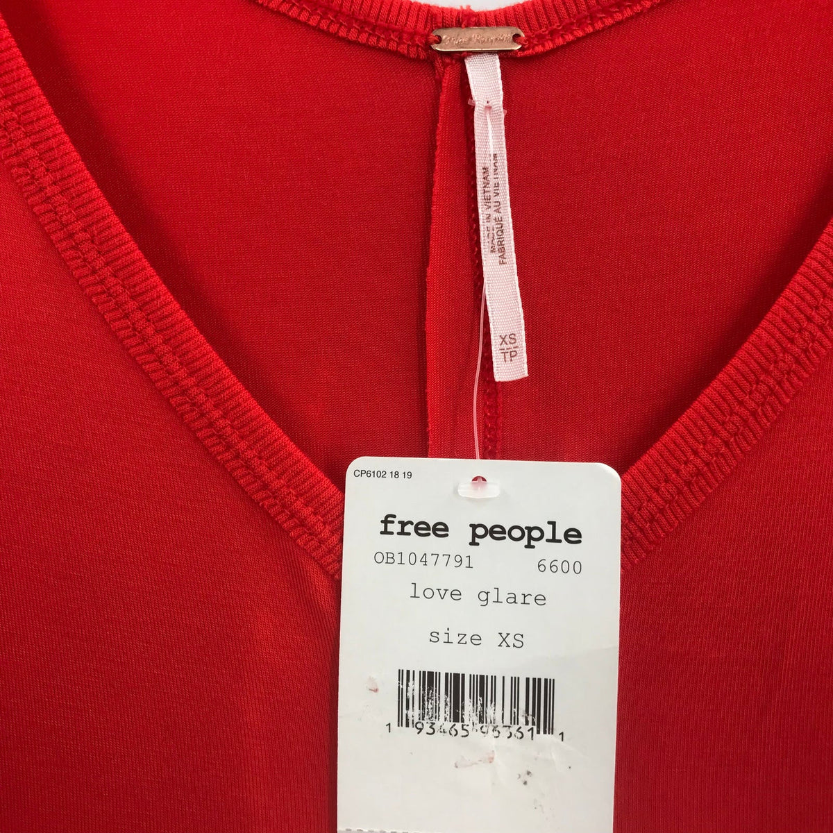 Free People Love Glare Blouse Top Long Sleeves V-Neck Red Size X-Small NWT