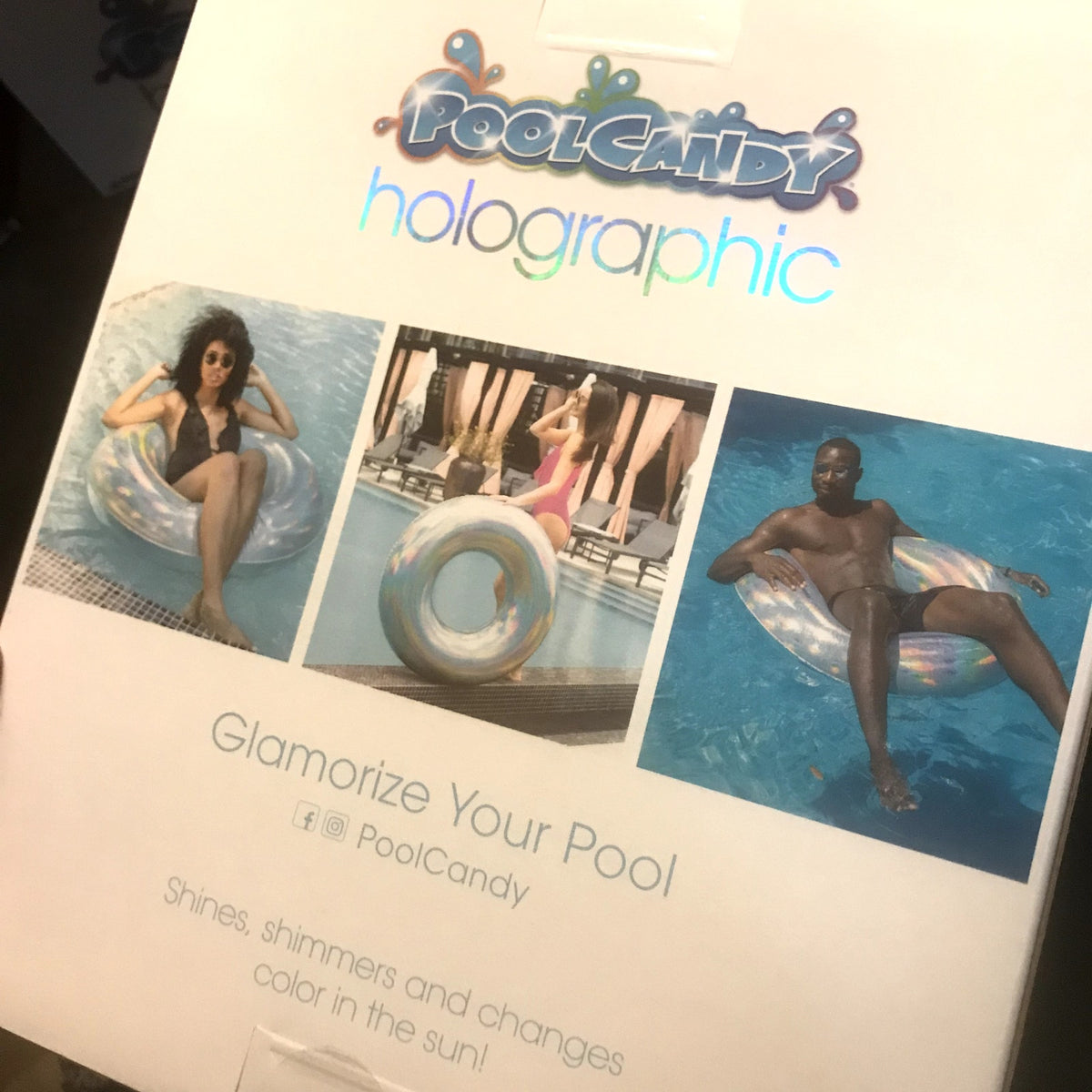 PoolCandy Beach & Pool Holographic Color Shifting Inflatable Tube - 42in