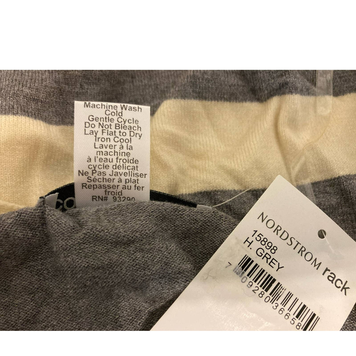 Cotton Emporium Womens Cardigan Sweater Medium Grey/Cream Stripe NEW Lightweight