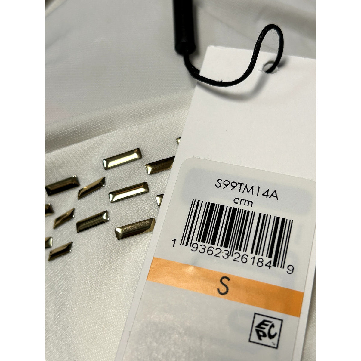 Calvin Klein NWT Gold Embellished-Neck Blouse Top Cream Size Small