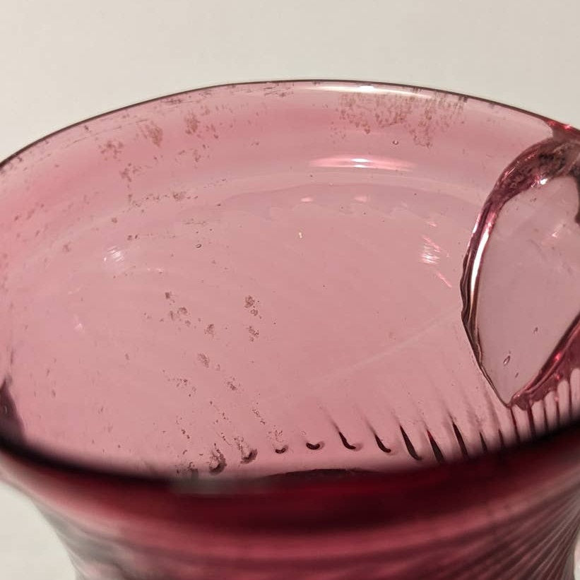 Vintage Pilgrim Cranberry Pressed Pattern Glass Miniature Pitcher Creamer Pink
