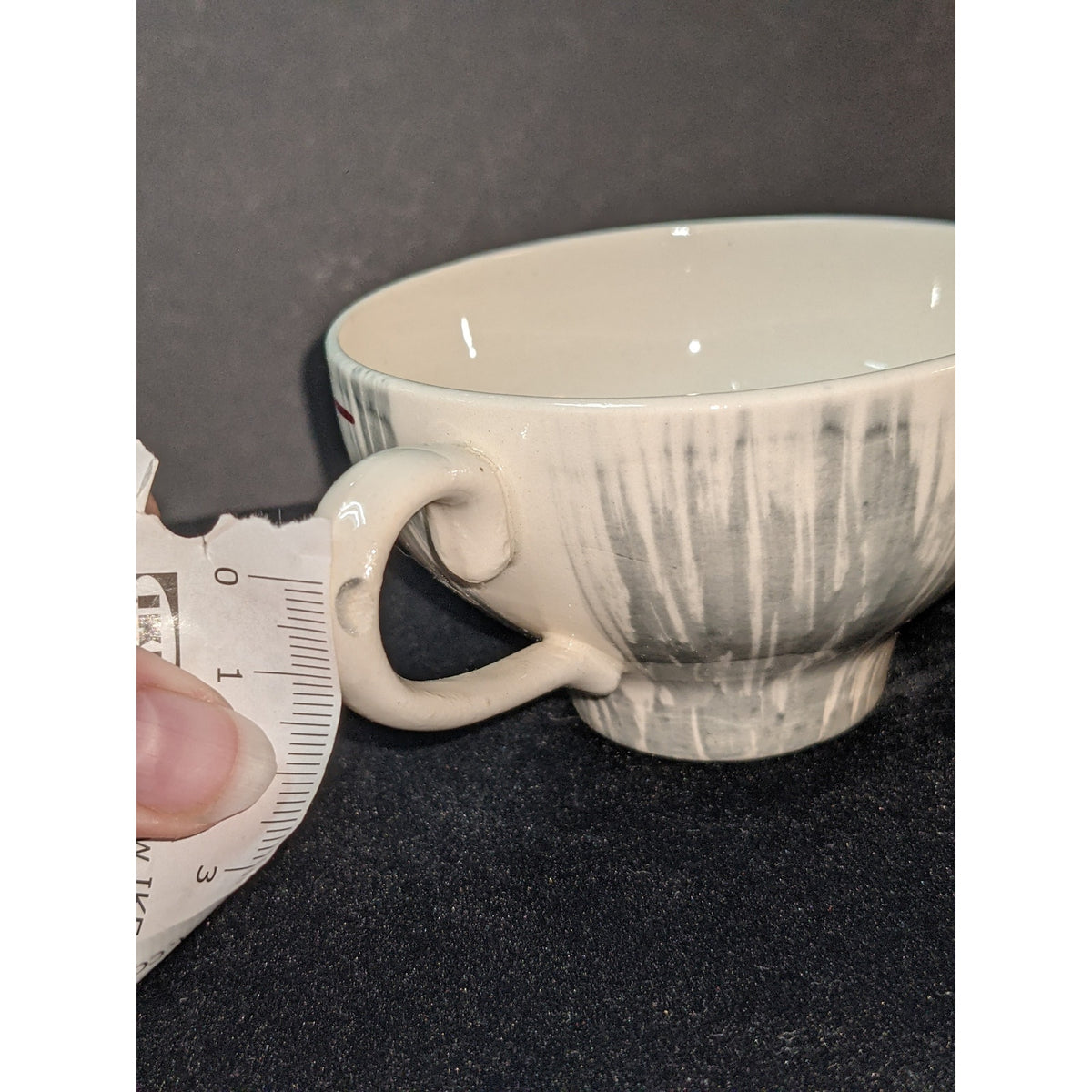 Stetson Vintage Set of 2 Tea Cups and Saucers Midcentury Minimalist Gray Red