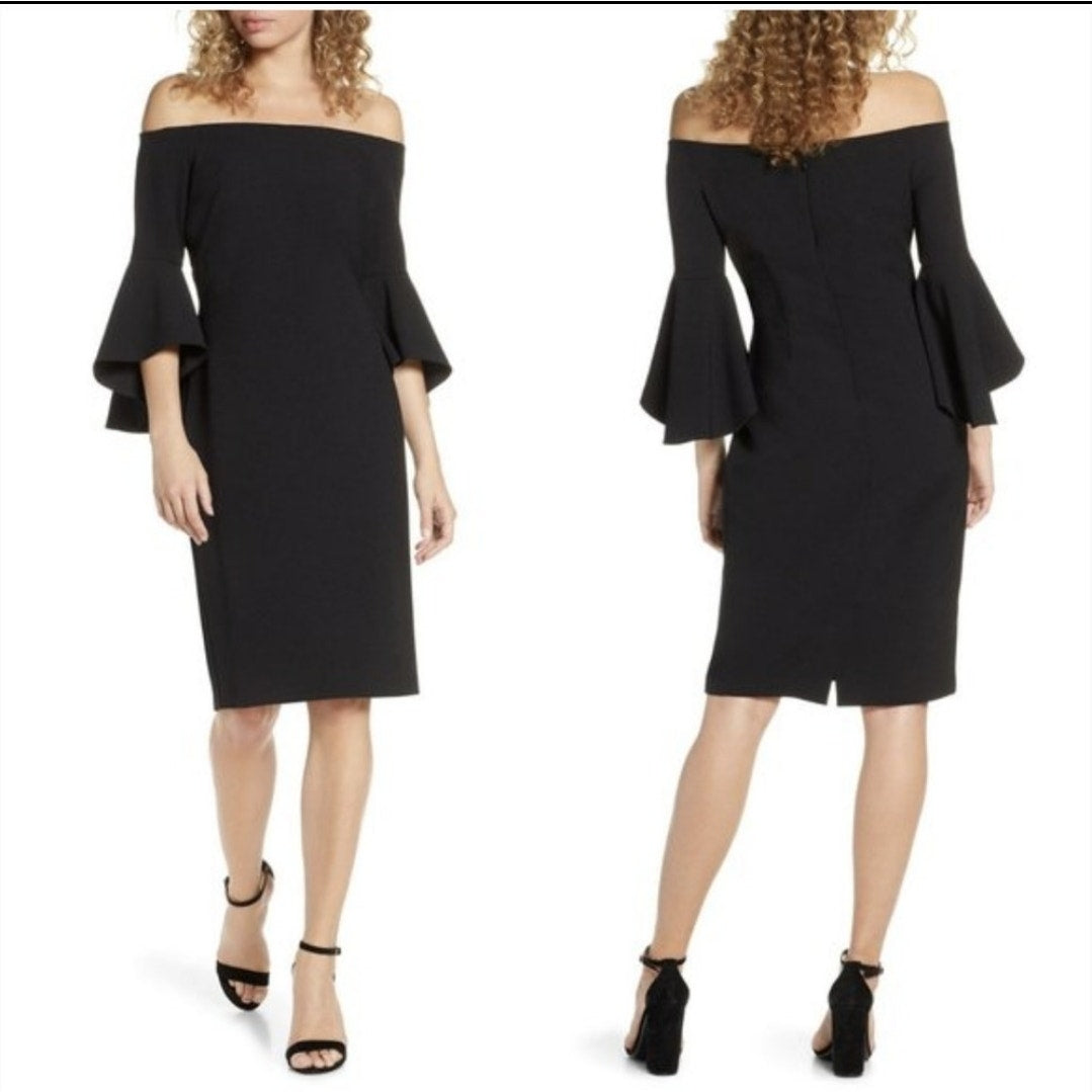 Chelsea28 LBD off the shoulder bell sleeve dress Size 2 Knee Length Cocktail
