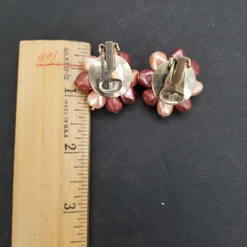 Vintage 3 Strand Necklace Jewelry and clip on earrings Necklace Beads