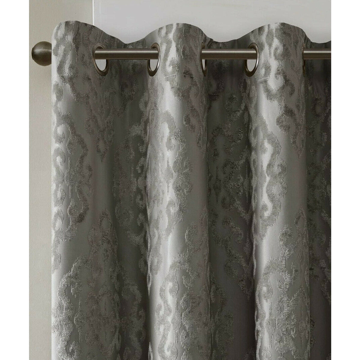Sun Smart Mirage 50" x 84" Grey Damask Total Blackout Curtain Panel single one
