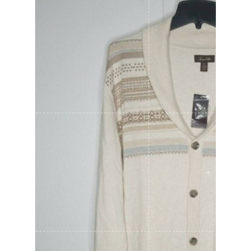 Tasso Elba Geo Stripe Knit Cashmere Blend Sweater Cardigan XXL Original NEW