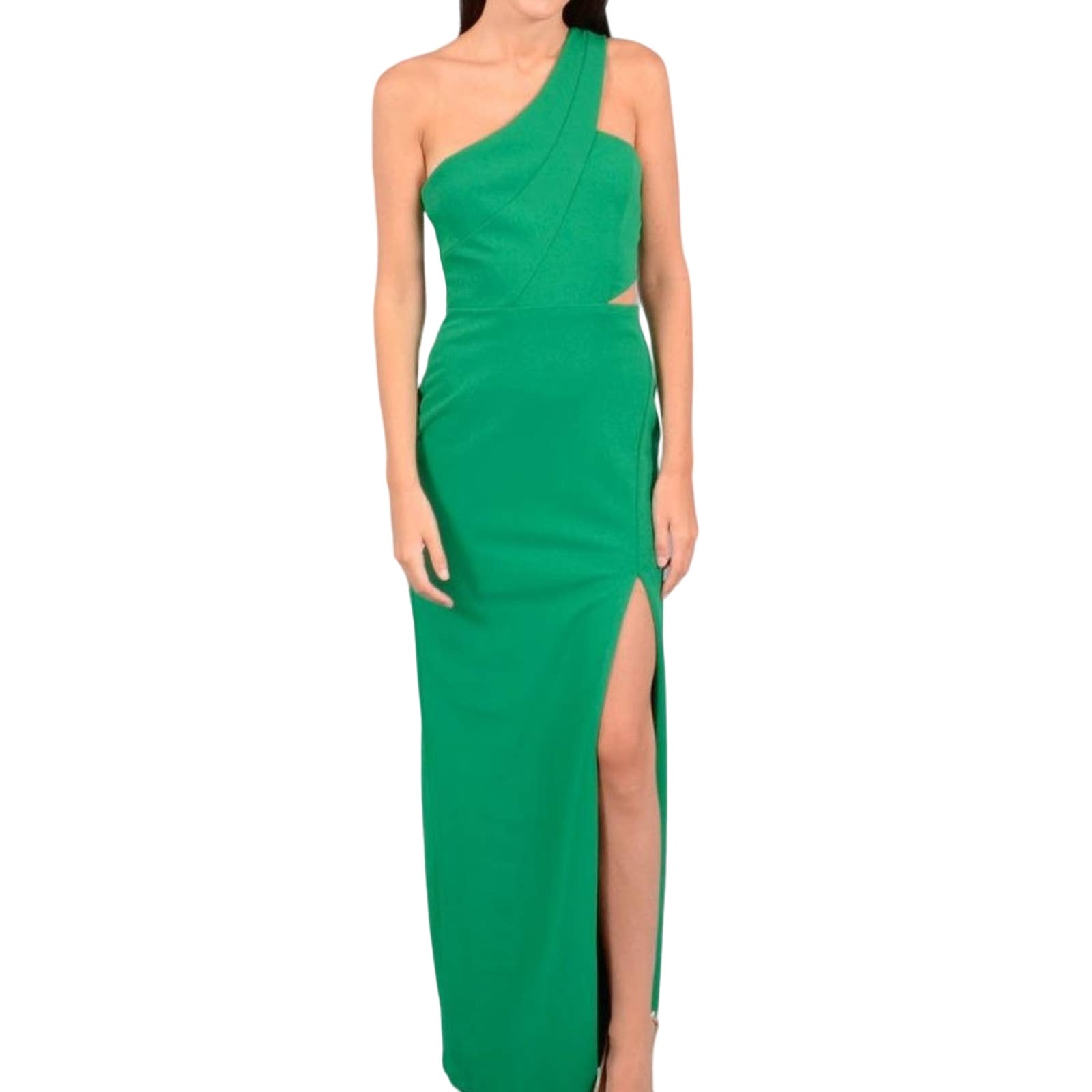Xscape Emerald Green One Shoulder Gown Open Waist Size 12 US formal ev – Secondhand Sandies