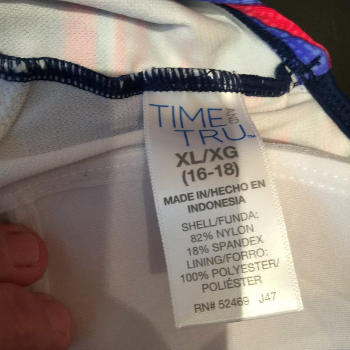 Time And Tru One Piece Swimsuit Lace Up Front Multi-Color Striped Size XL