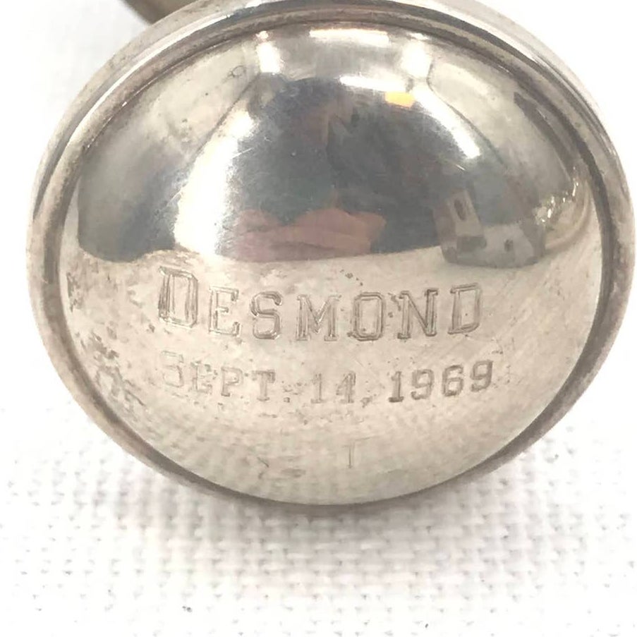 Lullaby Sterling Twisted Barblell 1945 Baby Rattle Toy Engraved 1969