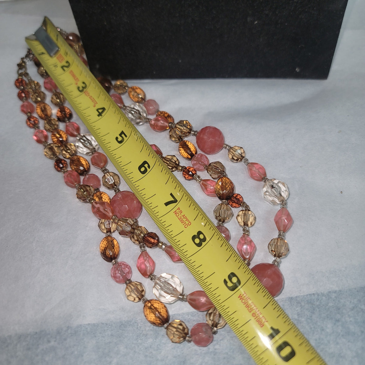 Vintage Costume Jewelry Fashion Icon BE DIFFERENT beaded 3 tier necklace Pink