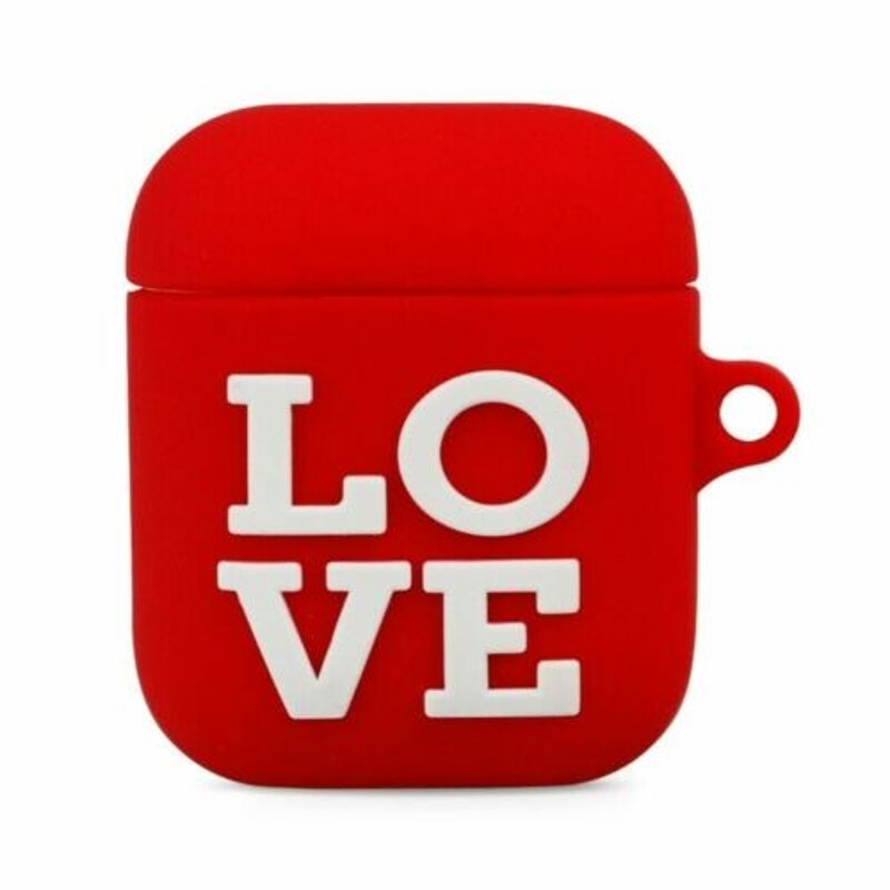 LMNT Silicone Airpods Case Red Sport LOVE White Lettering Ear buds Bluetooth