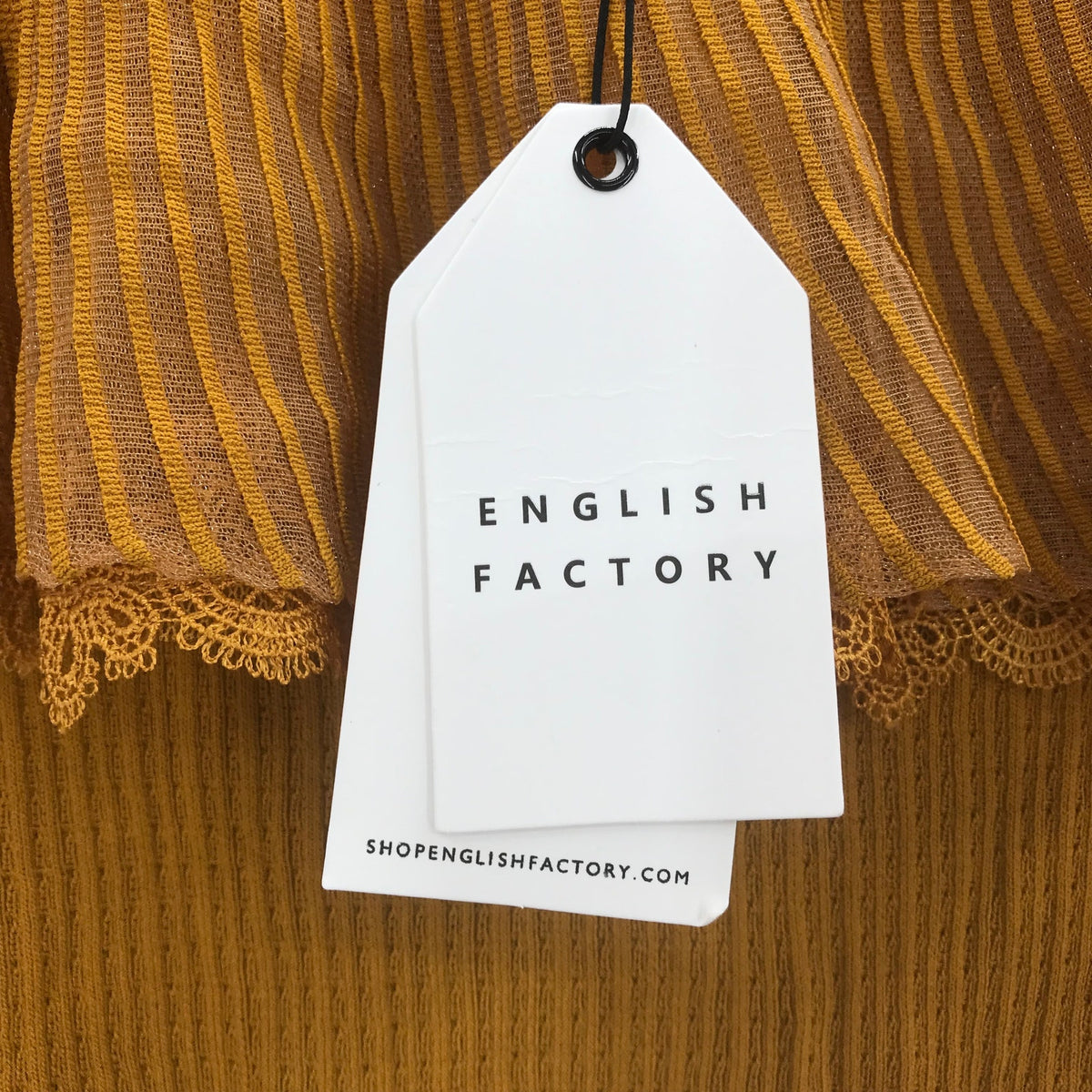 English Factory Frills Ruffle Knitted Off Shoulder Blouse Top Yellow Medium NWT