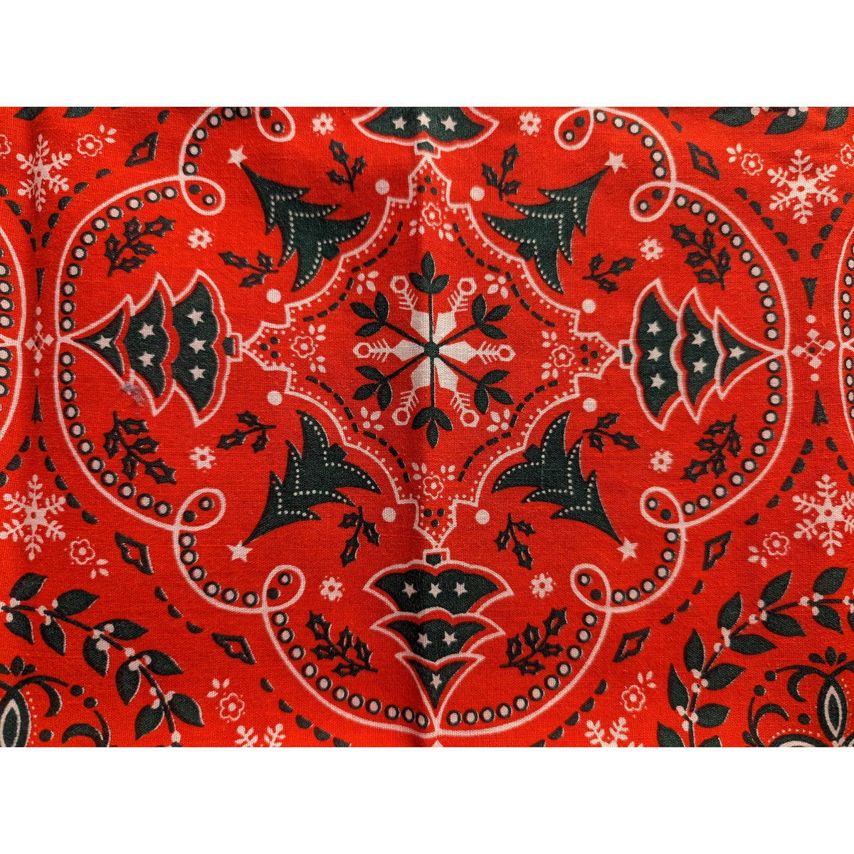 Vintage Handmade Red Geometric Pattern Christmas Tree Napkin Set of 6