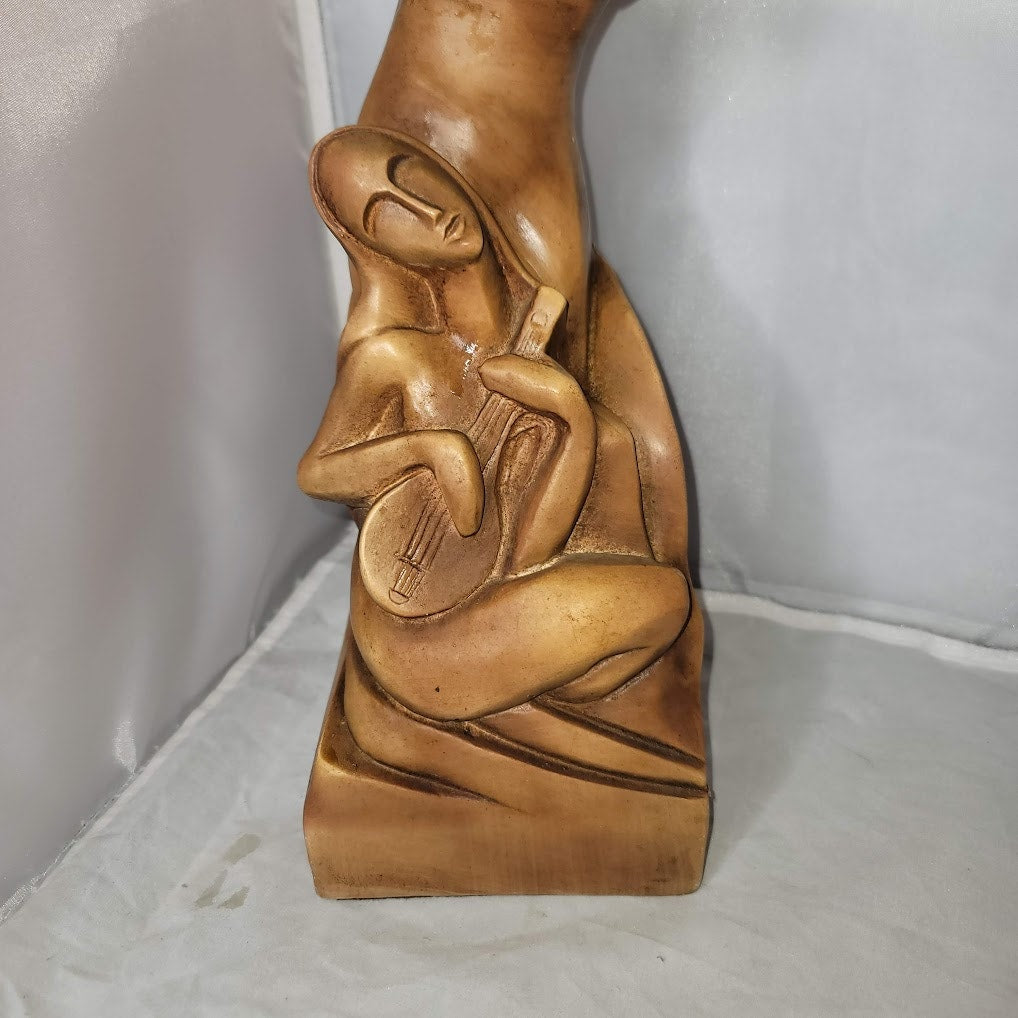 Esco Products 1962 by Stanza Male Female Statue Mid Century Lyre Flute Musicians