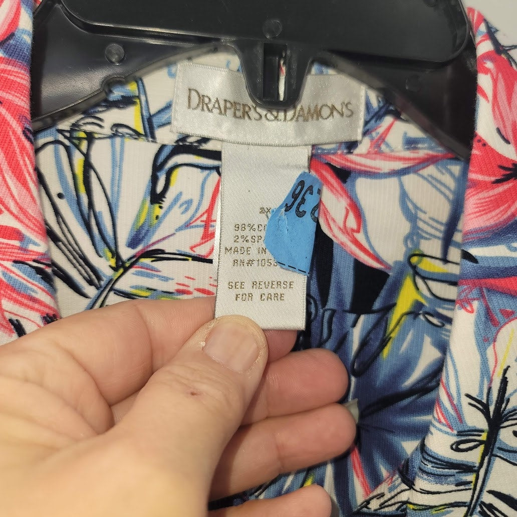 Draper & Damons Womens 2X Casual bLUE Pink Yellow Lightweight Coat Jacket