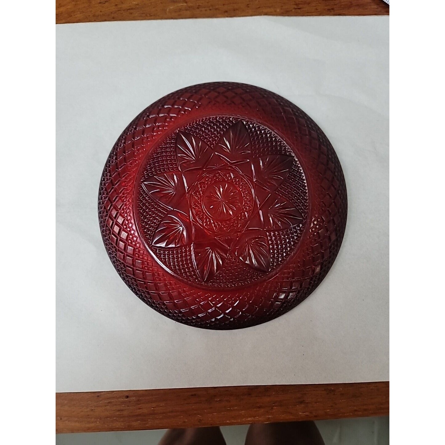 Vintage Ruby Red Cristal D'Arques Durand of France 8" Salad Plate
