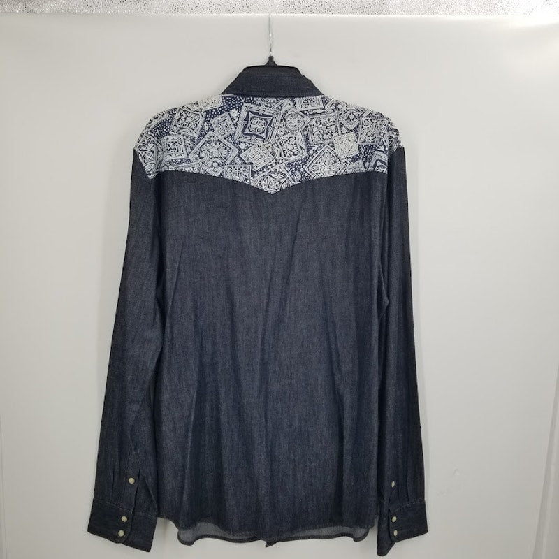 Levi's Long Sleeve Denim two tone shirt Pearl Snaps XL Button Up
