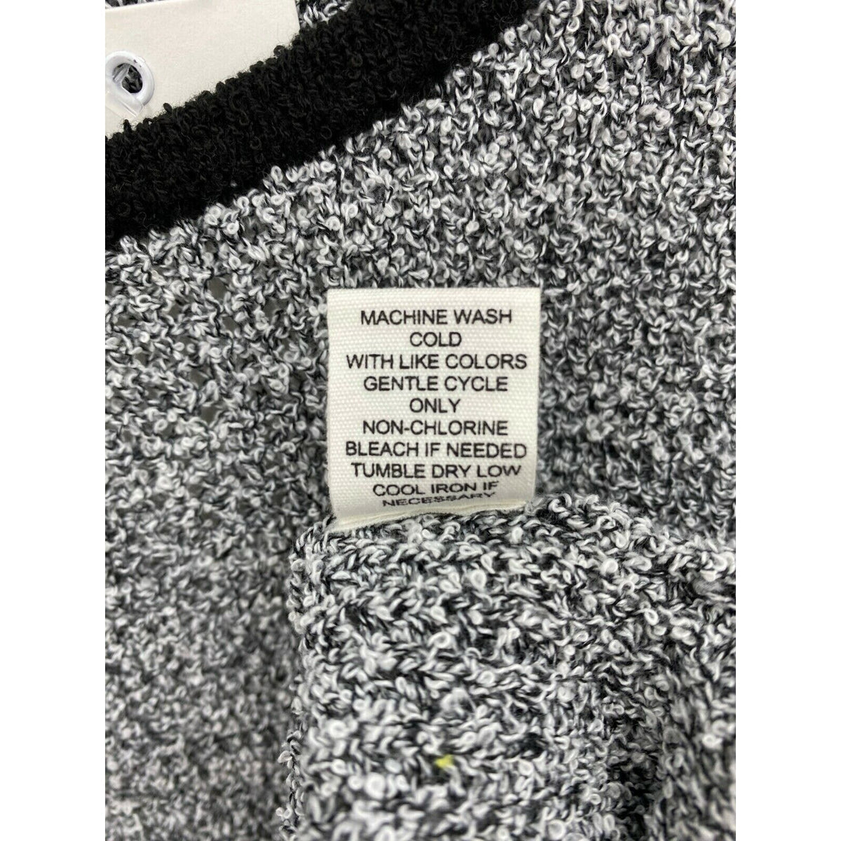 Ady P Marl Boucle Scoop Neck High Low Pullover Sweater Sz Medium Black&White NWT