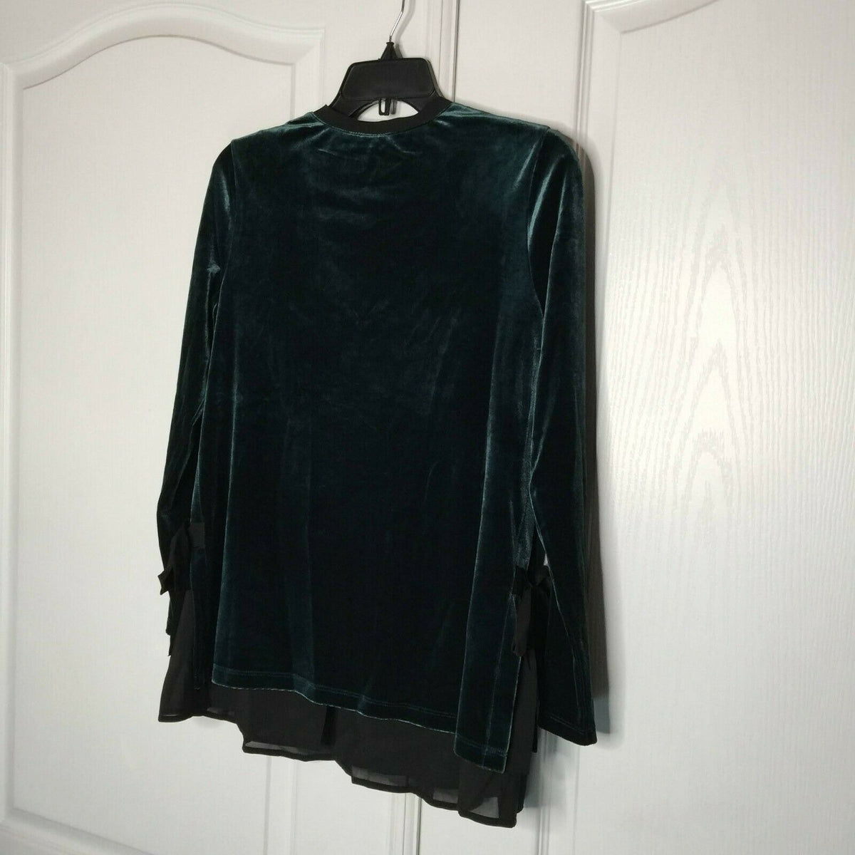 Nic+zoe Felicity Velvet Side Tie Blouse Top Three-Quarter Sleeves V-Neck Small