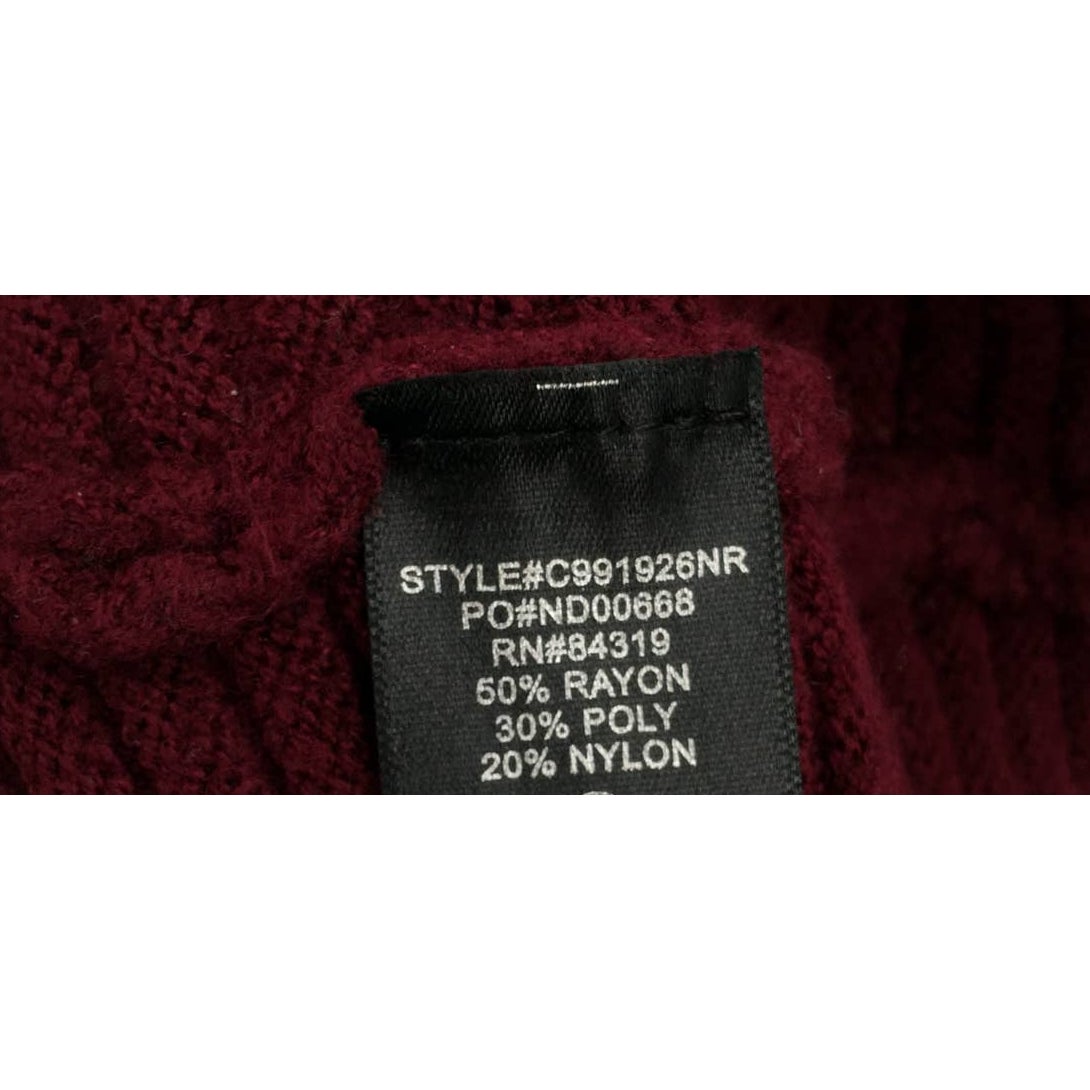 Devotion Cyrus Pullover Sweater Long Sleeve Turtleneck PORT Burgundy Size LARGE