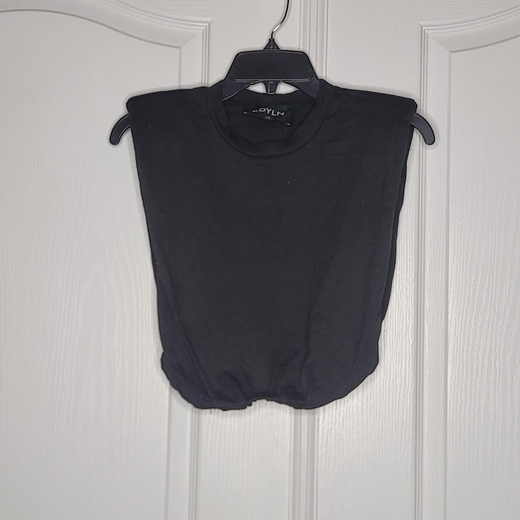 By. DYLN Ryan Cropped Tank XK Black New Size XS Slit Side Padded Shoulder
