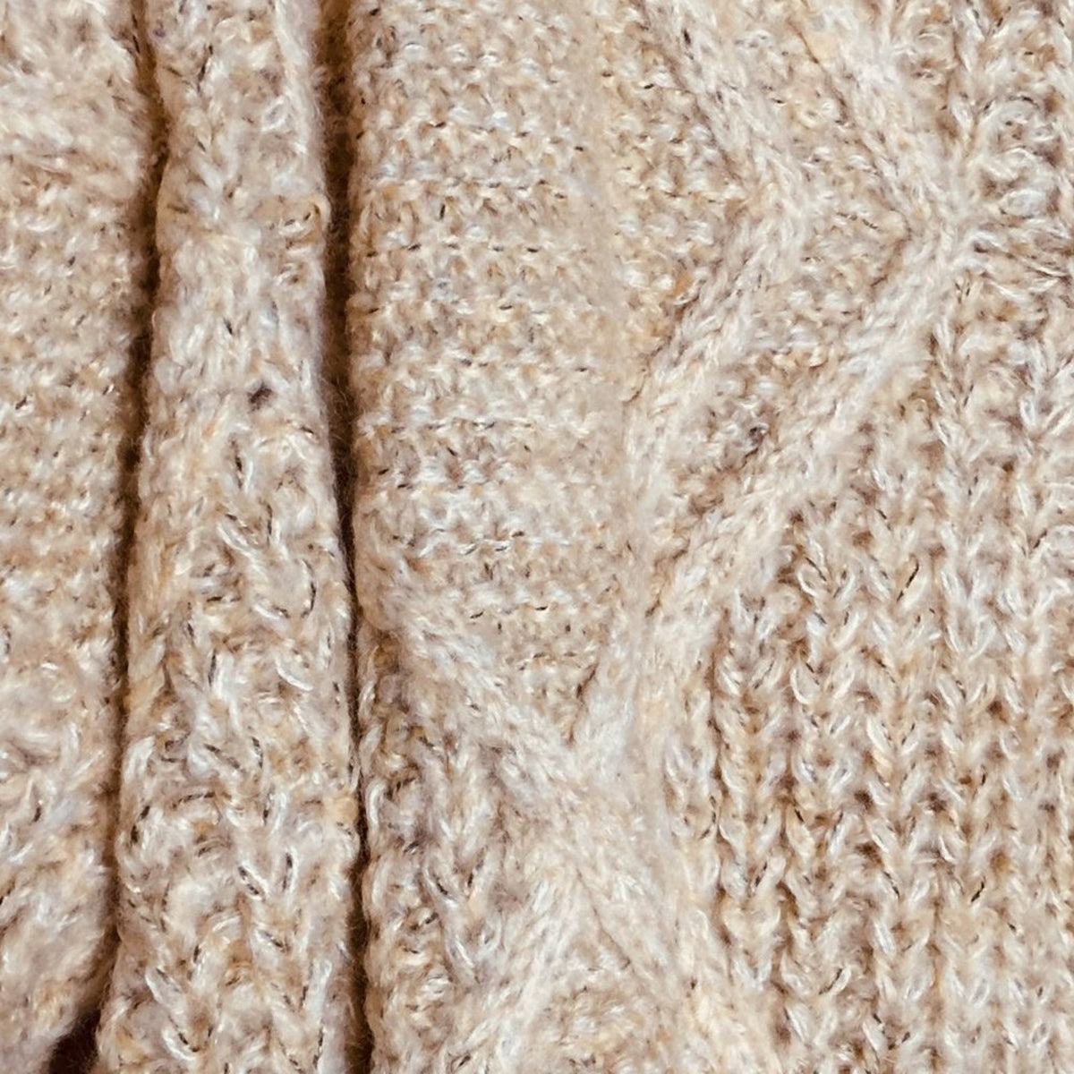 Caslon Pullover Sweater Turtle Neck Long Sleeve Ribbed Cuff Beige Small NEW KNIT