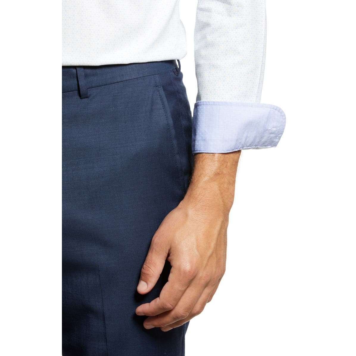 NORDSTROM 17.5" MEN'S SHOP Trim Fit Non-iron Dress Shirt White Triangle Dobby