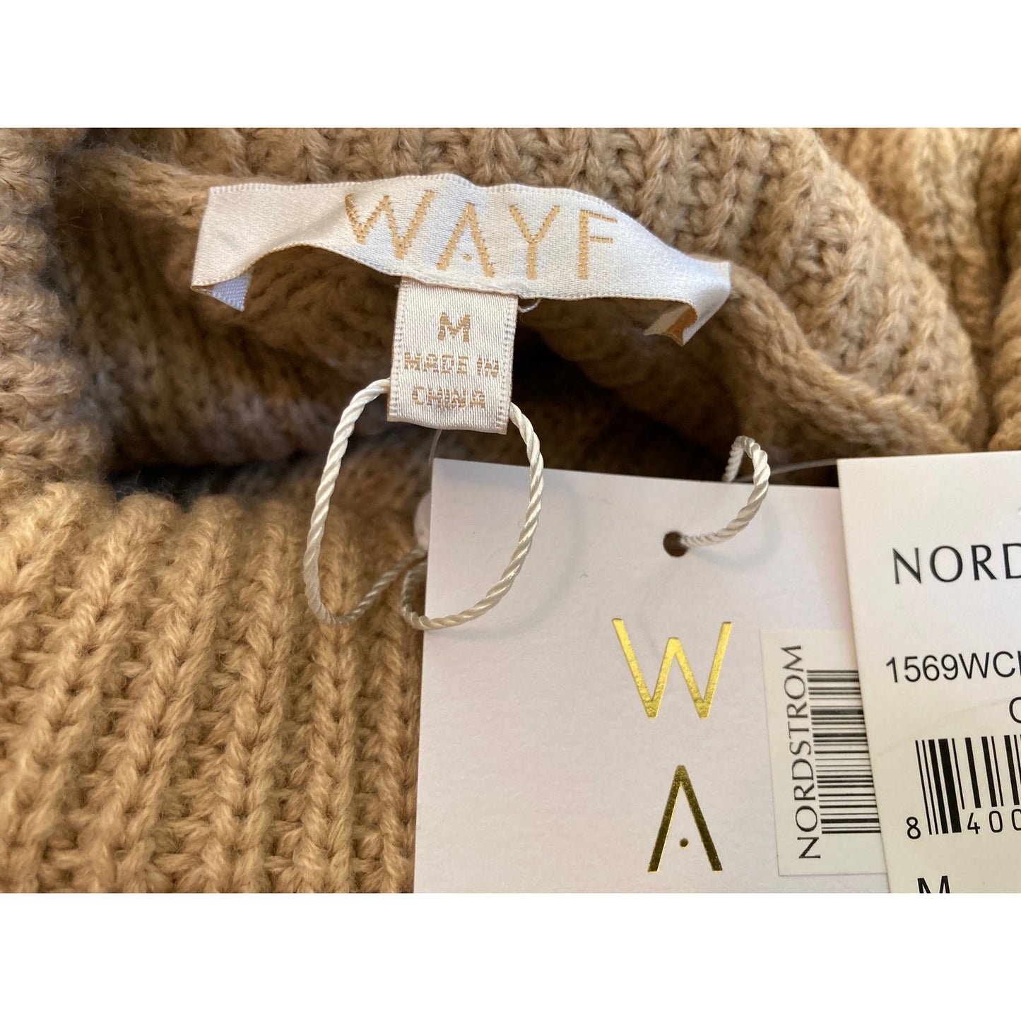 Wayf Culver Turtleneck Long Sleeve Sweater Dress Size Medium in Camel NWT