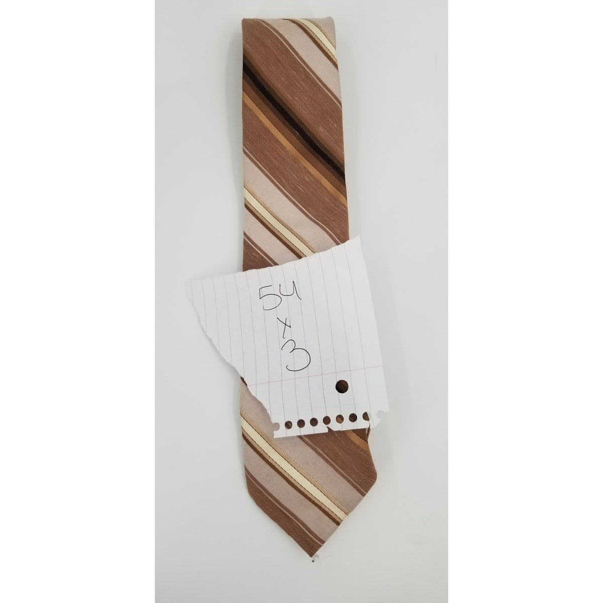 Wemlon by Wembley Vintage Mens Neck 54" Tie Brown Tan Cream Striped 80s 90s