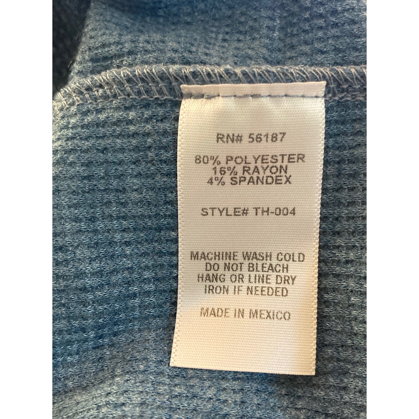 Baea Los Angeles Raw Seam Waffle Thermal Bell Sleeve Top Sz Small Denim Blue NWT
