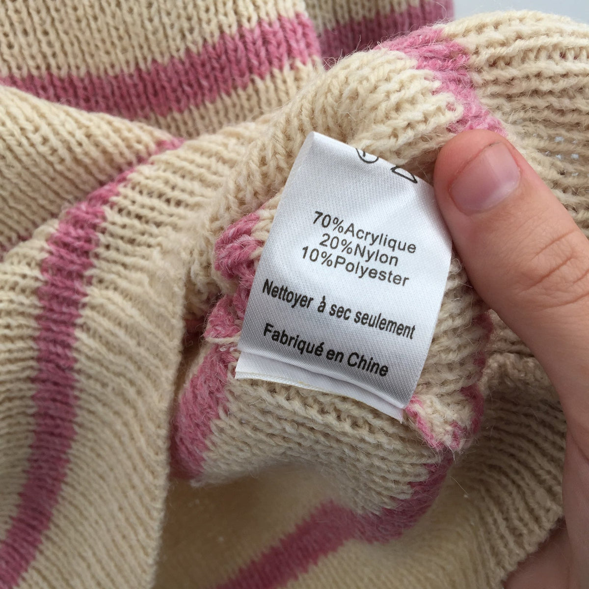 Lush Mock Neck Long Sleeve Pullover Sweater Striped Oatmeal Size Medium