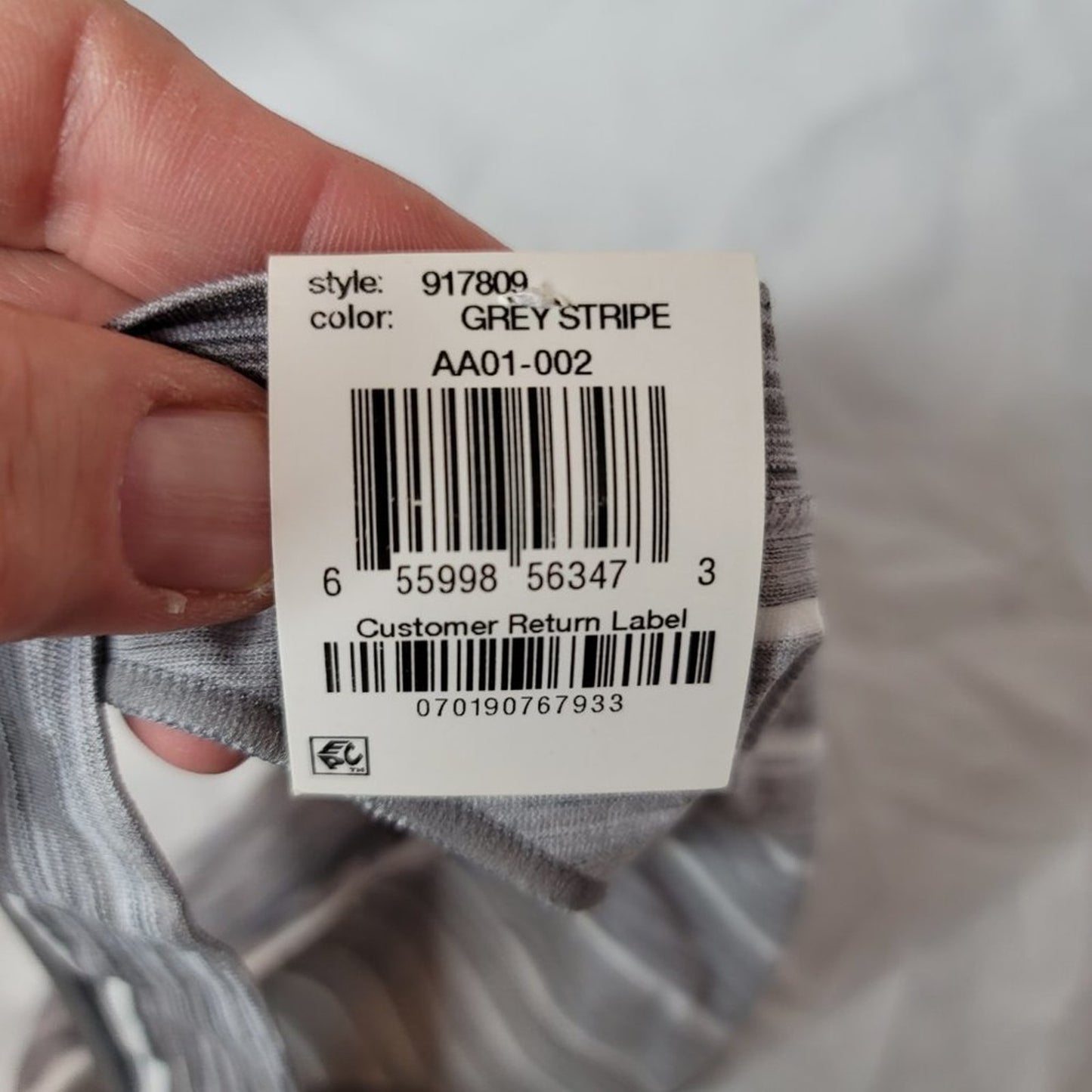 Jenni by Jennifer Moore Seamless Sissy Thong Grey Stripe Size Medium
