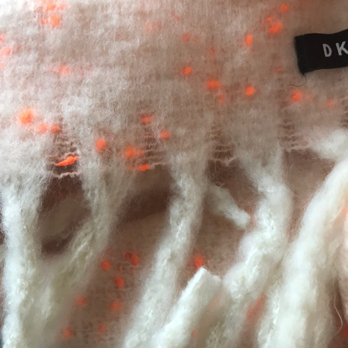 DKNY NEW Pop Neon Speckled Winter Blanket Scarf Oversized Wrap Orange Pink