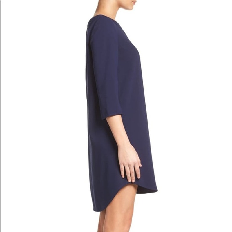 BB Dakota Jazlyn Crepe Navy Shift Dress Exposed Zipper Size Small Women's NEW