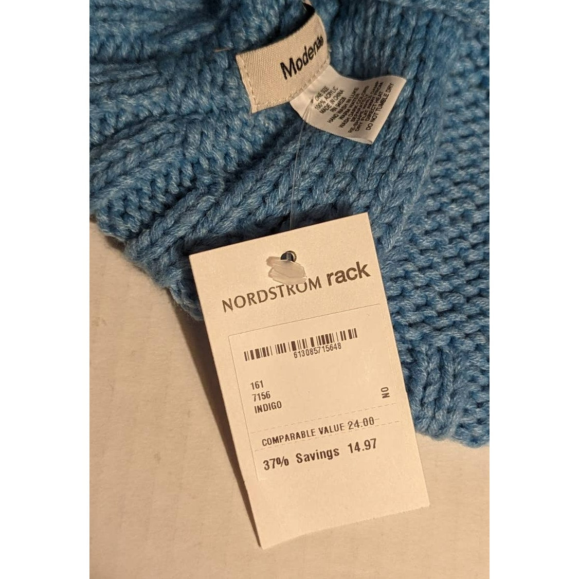 Modena Light Blue Knit Acrylic Beanie Winter Hat NWT Nordstrom Rack Winter cap