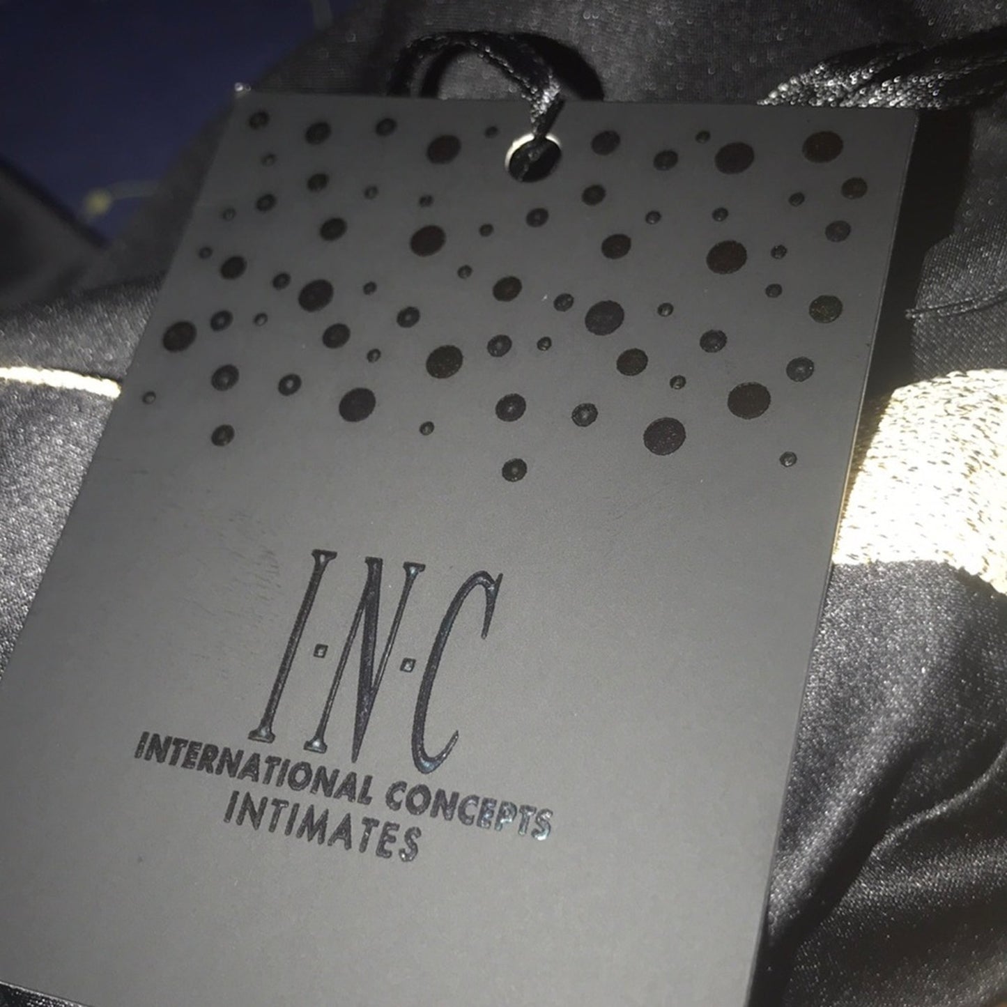 INC Metallic Trim Black Matte Satin Pajama Top Size XXL