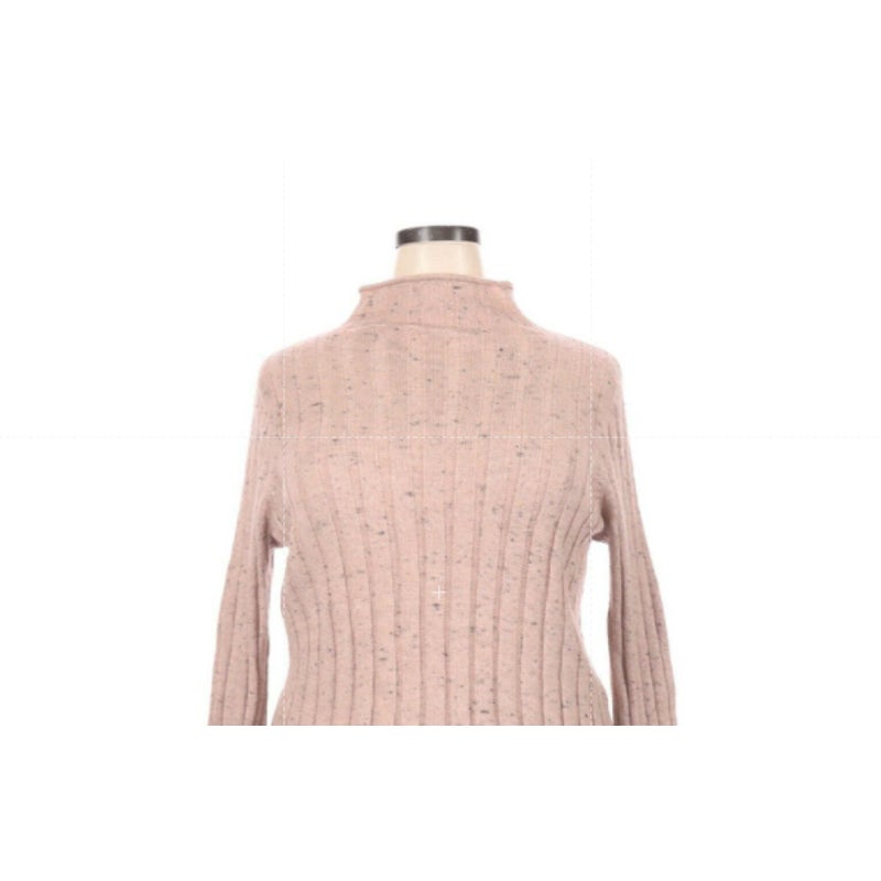 Madewell Classic Pullover Sweater Long Sleeve Mock Neck Rib Knit Pink Size XL