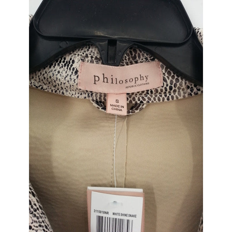 Philosophy Apparel Snake Print Faux Suede Leather Moto Jacket Sz Small NEW
