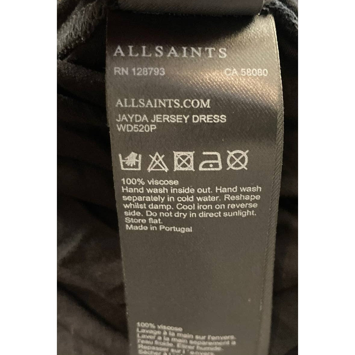 AllSaints Jayda Jersey Front Wrap Sleeveless Mini Dress Size Small in Black NWT