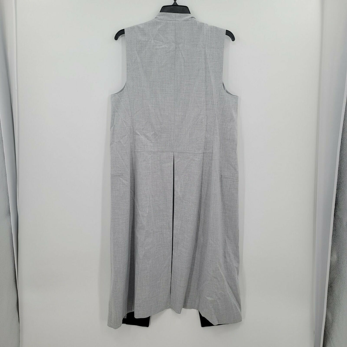 BCBGMAXAZRIA Longline Open Front Vest Coat Sleeveless Heather Gray Medium