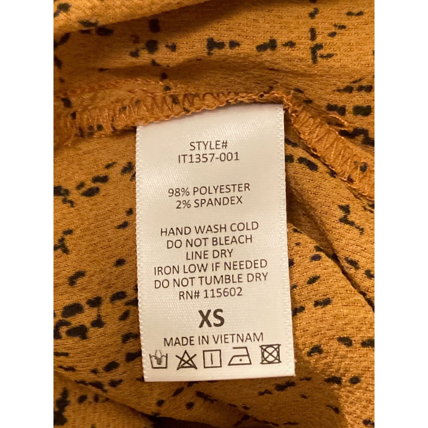 All In Favor Surplice V-neck Long Sleeve Top Size XS/Extra Small Brown Print NWT