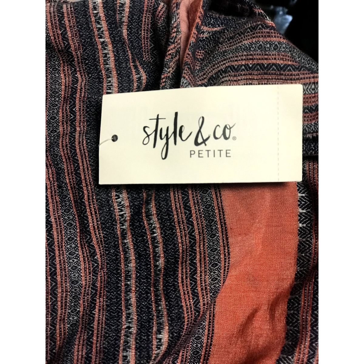 Style Co Petite Stripe Pullover Tier Midi Dress Sunset Streaks small casual NEW