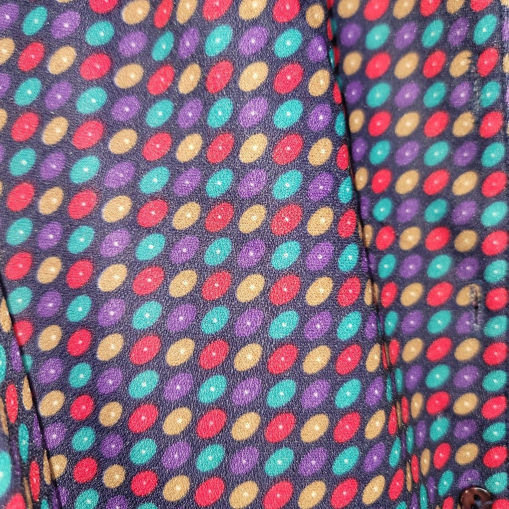 SherrI Lynn Vintage Geometric Long Sleeve Dress Belt Midi Size 14 Medium Buttons