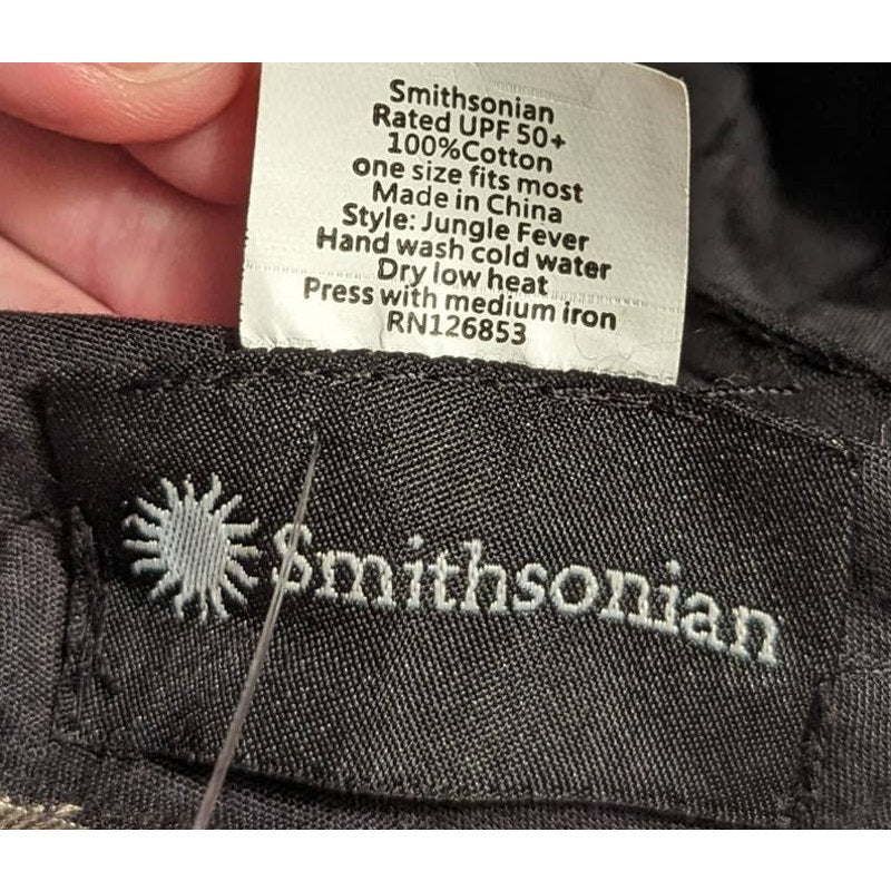 Smithsonian Bucket Hat NWT Green Brown Camo Butterfly Embroidery UPF 50+ Jungle