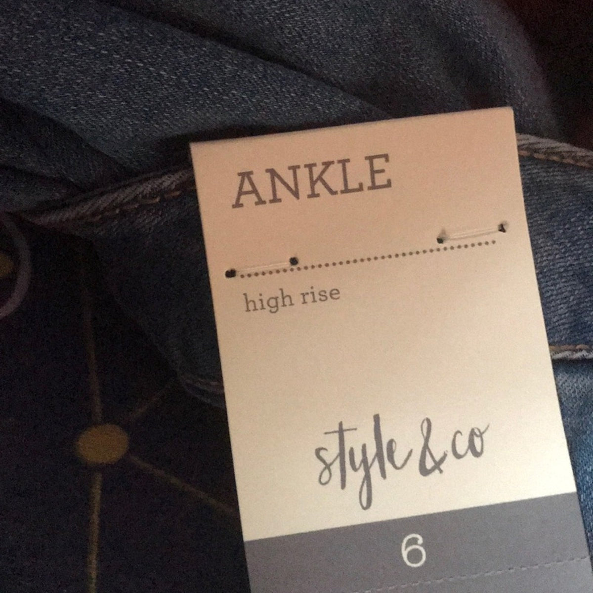 Style & Co Skinny Leg Bardot Denim Jeans Ankle Size 6 NEW