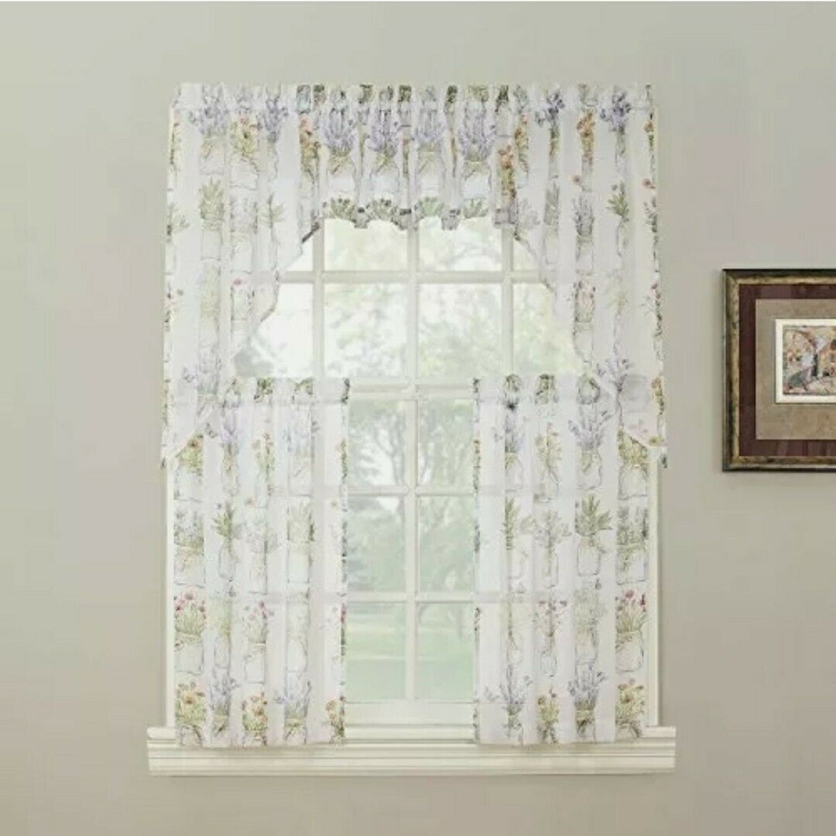 No.918 Eve's Garden LICTENBURG French Kitchen Curtain Swag Pair 54" x 38" floral
