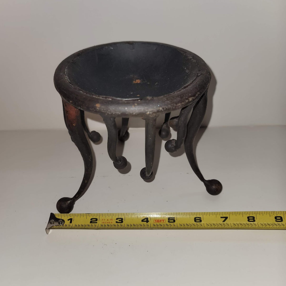 Brutalist Cast iron forged candle holder smudge pot incense burner MCM Art