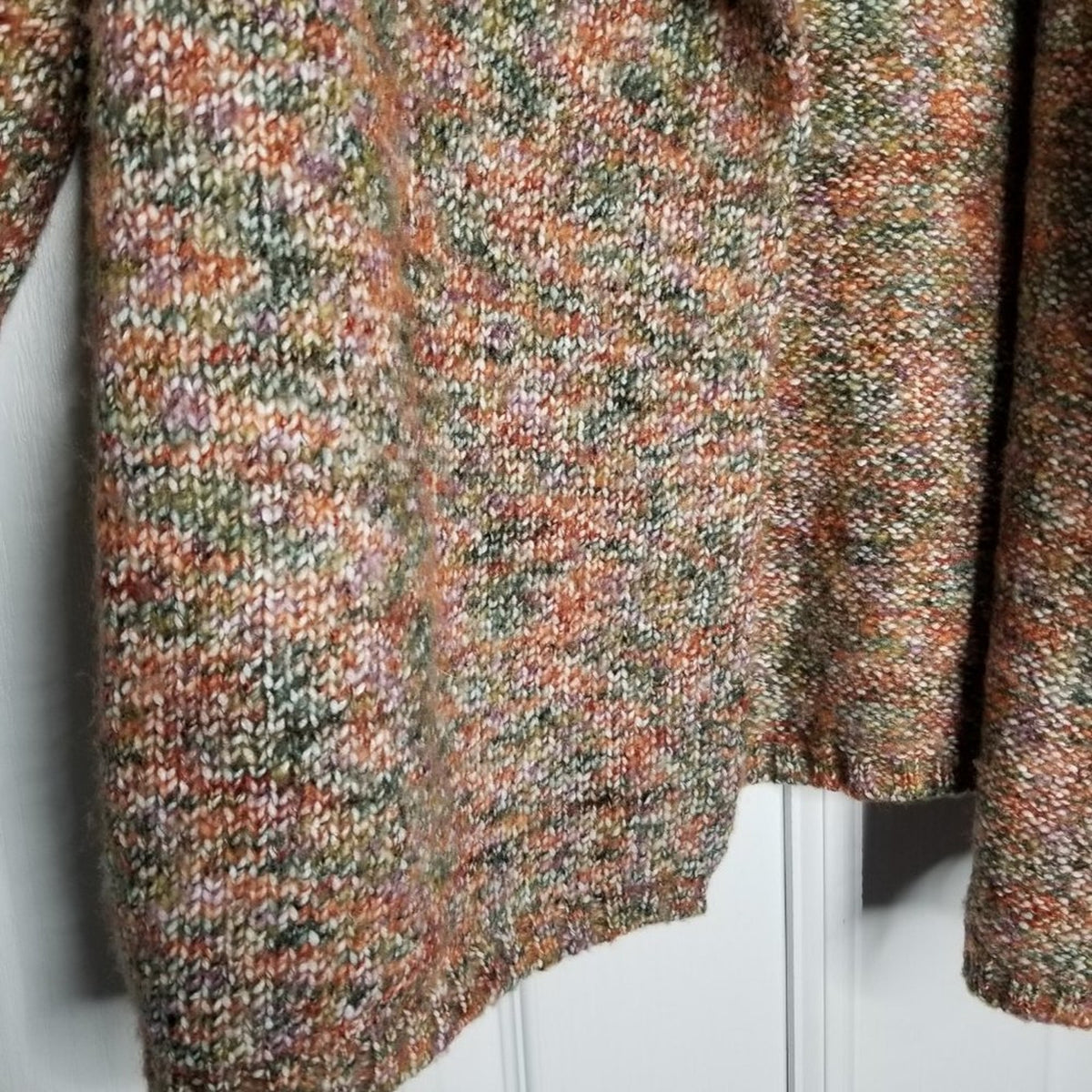 Susan Bristol Cardigan Sweater 2 Snap Button Front 3/4 Sleeve Multi-Color Large